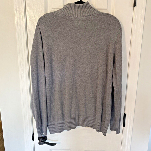Eddie Bauer Men's Pullover Sweater Gray Long Sleeve Mock Neck 1/4 Zip L - Picture 3 of 3